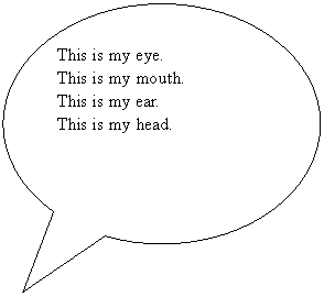 Բαע: This is my eye.
This is my mouth.
This is my ear.
This is my head.
